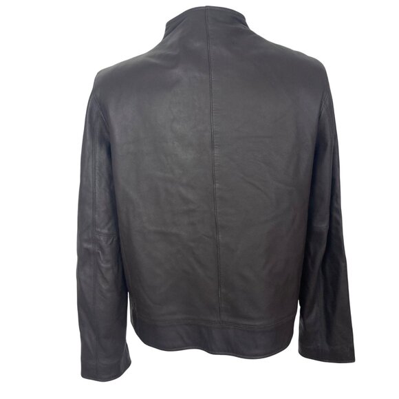 Lord & Taylor Womens Brown Leather Biker Jacket Medium Zip Front Classic Neutral - Picture 9 of 12